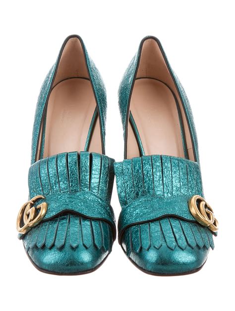 gucci green marmont shoes|Gucci Marmont shoes mid heel.